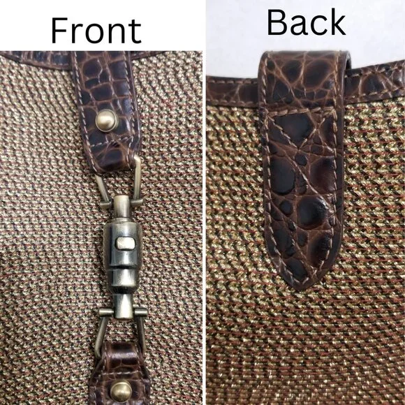 Vintage Eric Javits New York Gold Woven Squishee Studded Hobo Leather Bag - Picture 4 of 16